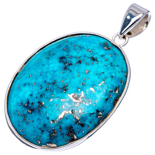 Premium Persian Turquoise Pendant 1 3/4" (.925 Sterling Silver)