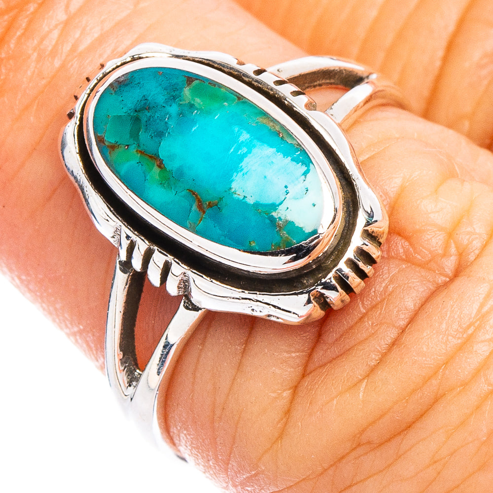Arizona Turquoise Native Style Ring Size 6.5 (.925 Sterling Silver)