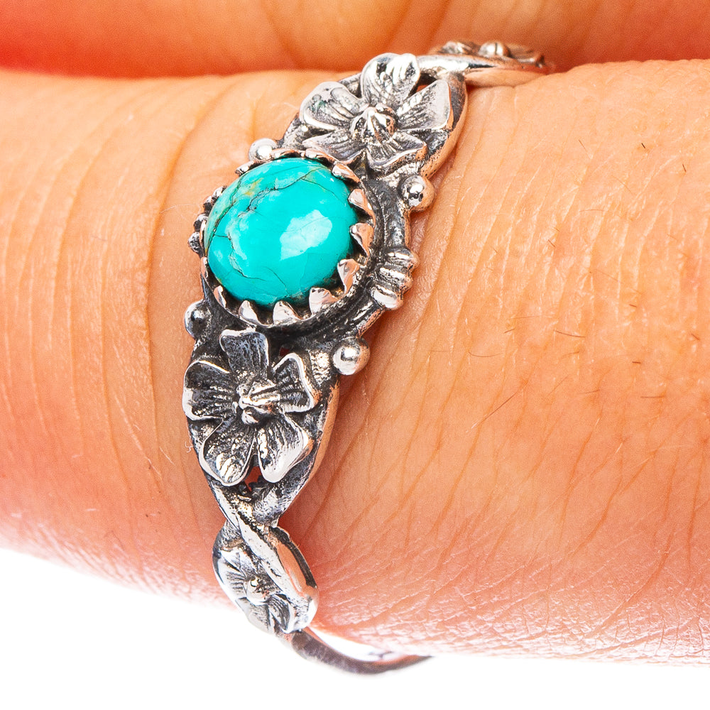 Value Arizona Turquoise Flower Ring Size 9.75 (925 Sterling Silver) R7291