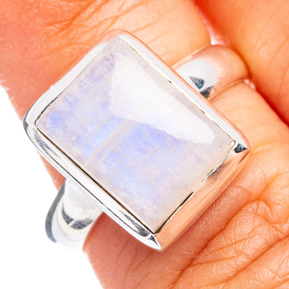 Dainty Rainbow Moonstone Ring Size 6.75 (925 Sterling Silver) R8641