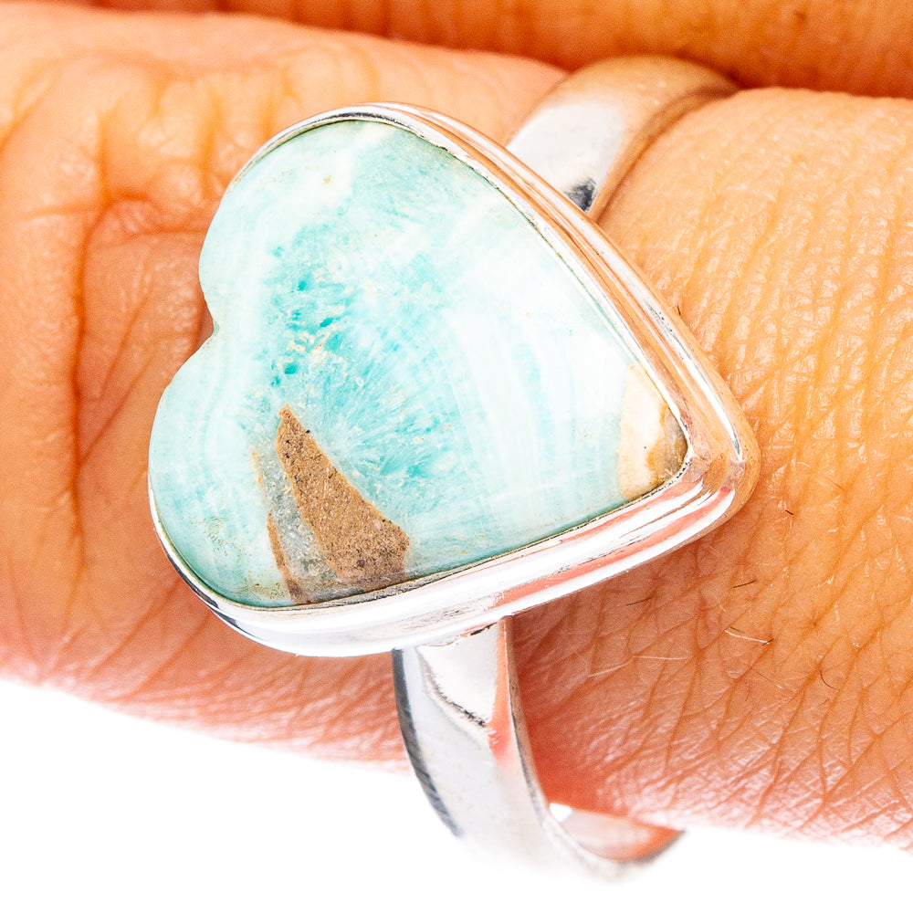 Blue Aragonite Heart Ring Size 10 (925 Sterling Silver) R6781