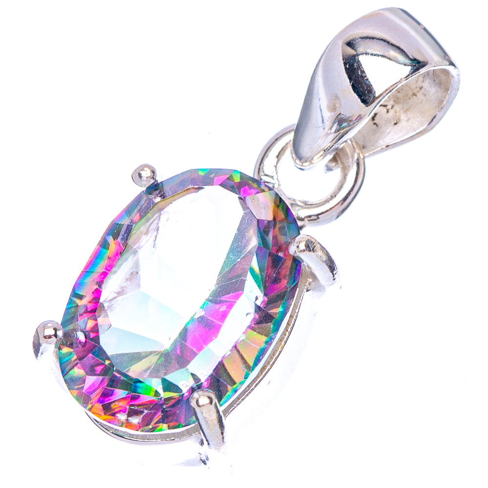 Faceted Mystic Topaz Pendant 1" (.925 Sterling Silver)