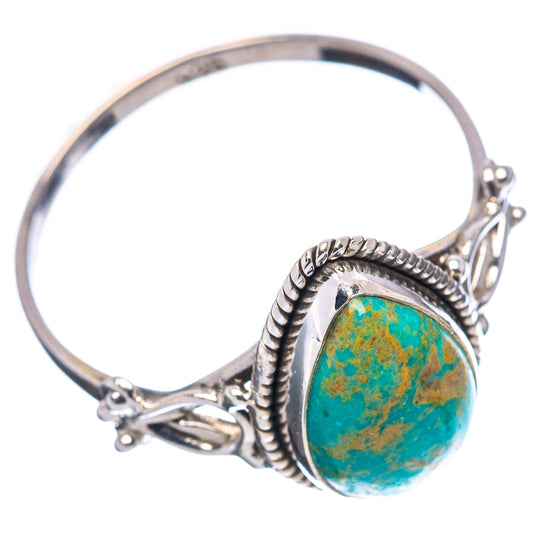 Sterling silver turquoise oval cabochon ring with openwork side prongs