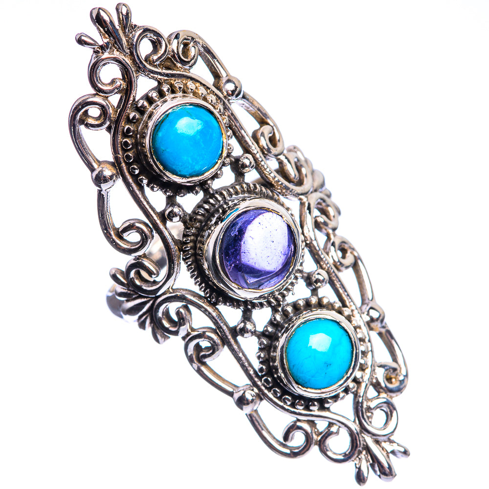 Large Tanzanite, Sleeping Beauty Turquoise 925 Sterling Silver Ring Size 7.75