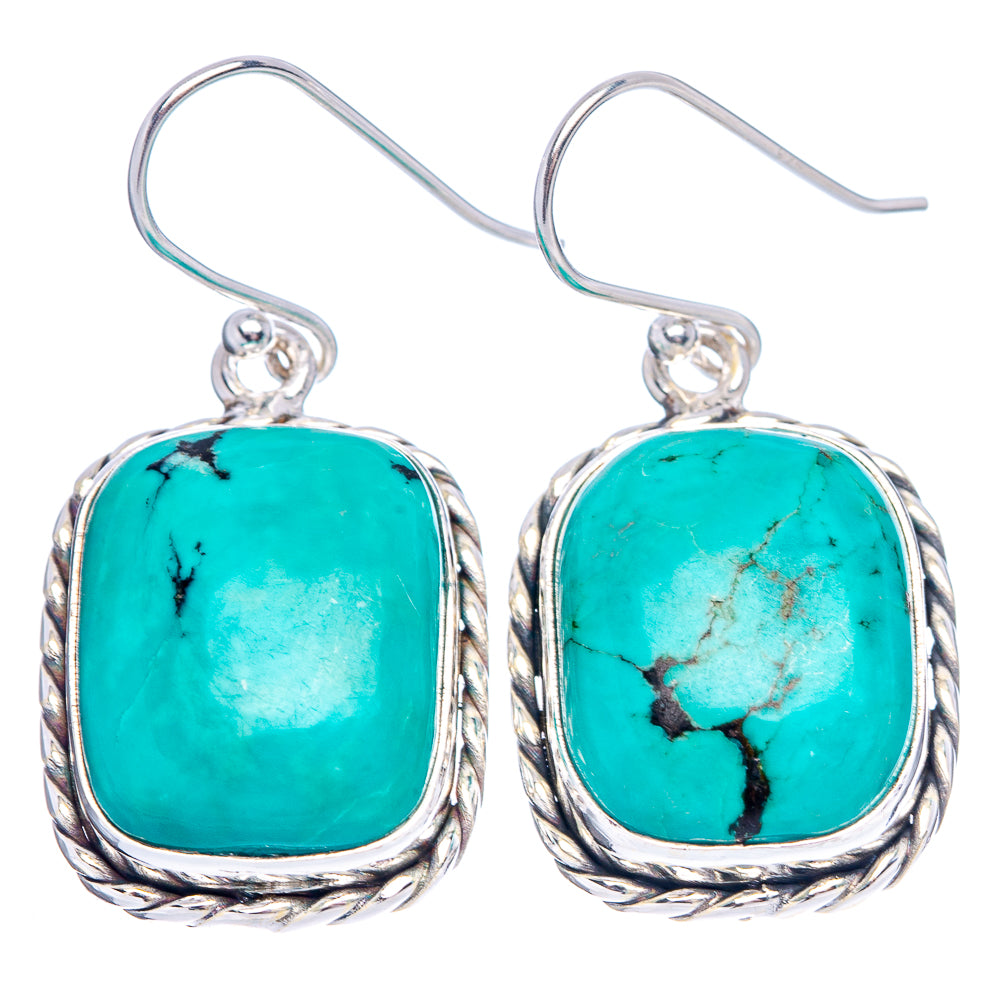 Premium Tibetan Turquoise Earrings 1 3/8" (.925 Sterling Silver)