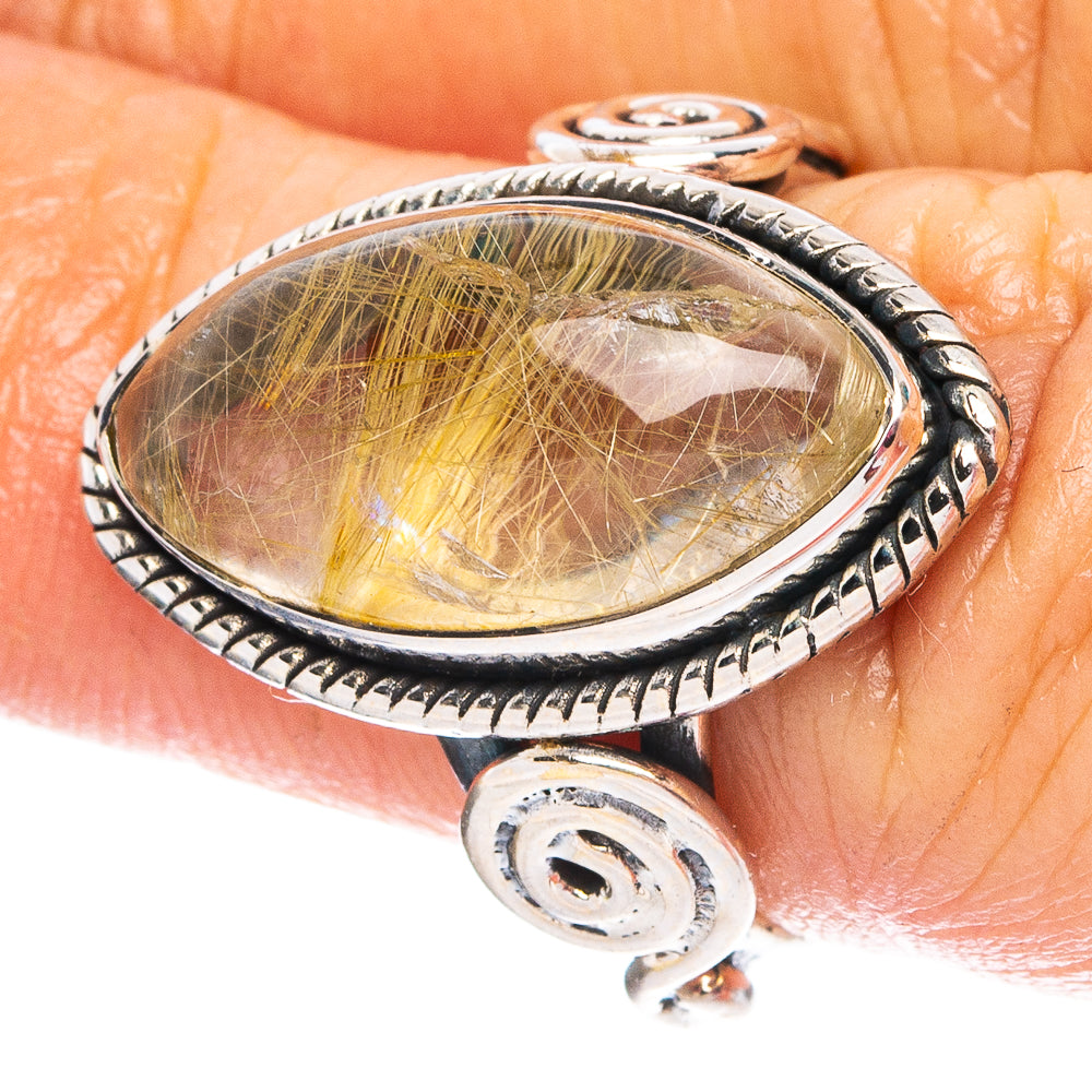 Rutilated Quartz 925 Sterling Silver Ring Size 6 (925 Sterling Silver) R6260