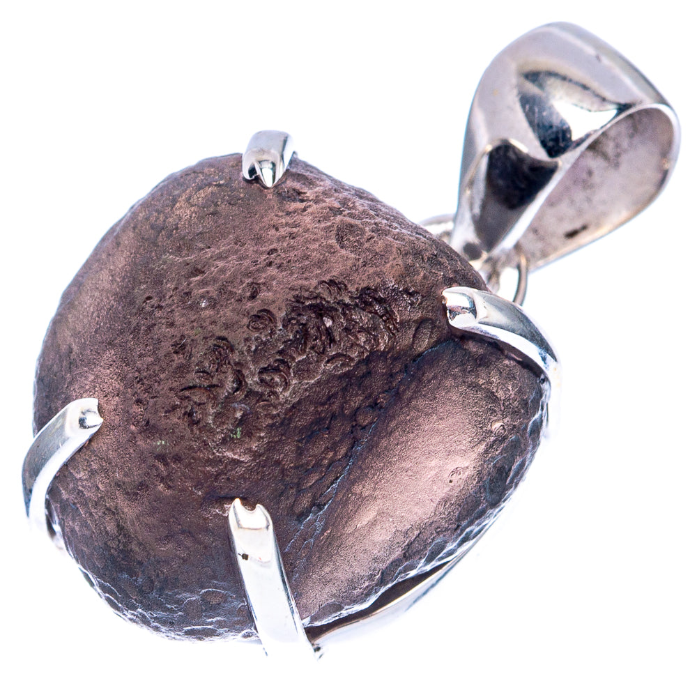 Raw Cintamani pendant in 925 sterling silver, dark textured stone with open prongs