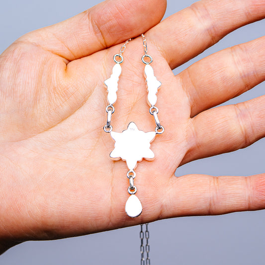 Southwestern Style Kingman Turquoise Necklace 17 to 19" (.925 Sterling Silver)