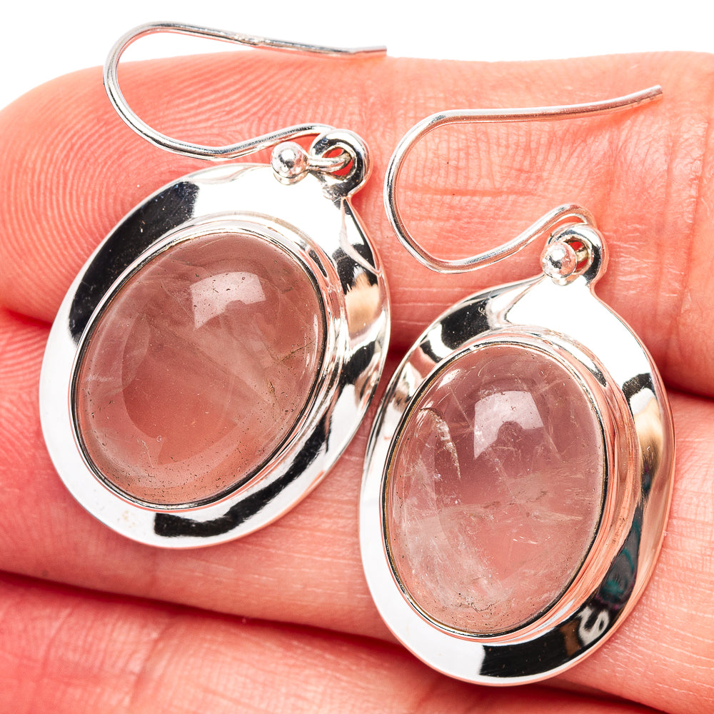 Premium Rose Quartz Earrings 1 1/2" (.925 Sterling Silver)