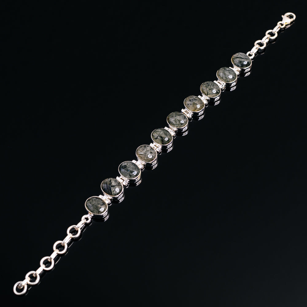 Tourmalinated Quartz Bracelet 6 to 8" (.925 Sterling Silver)