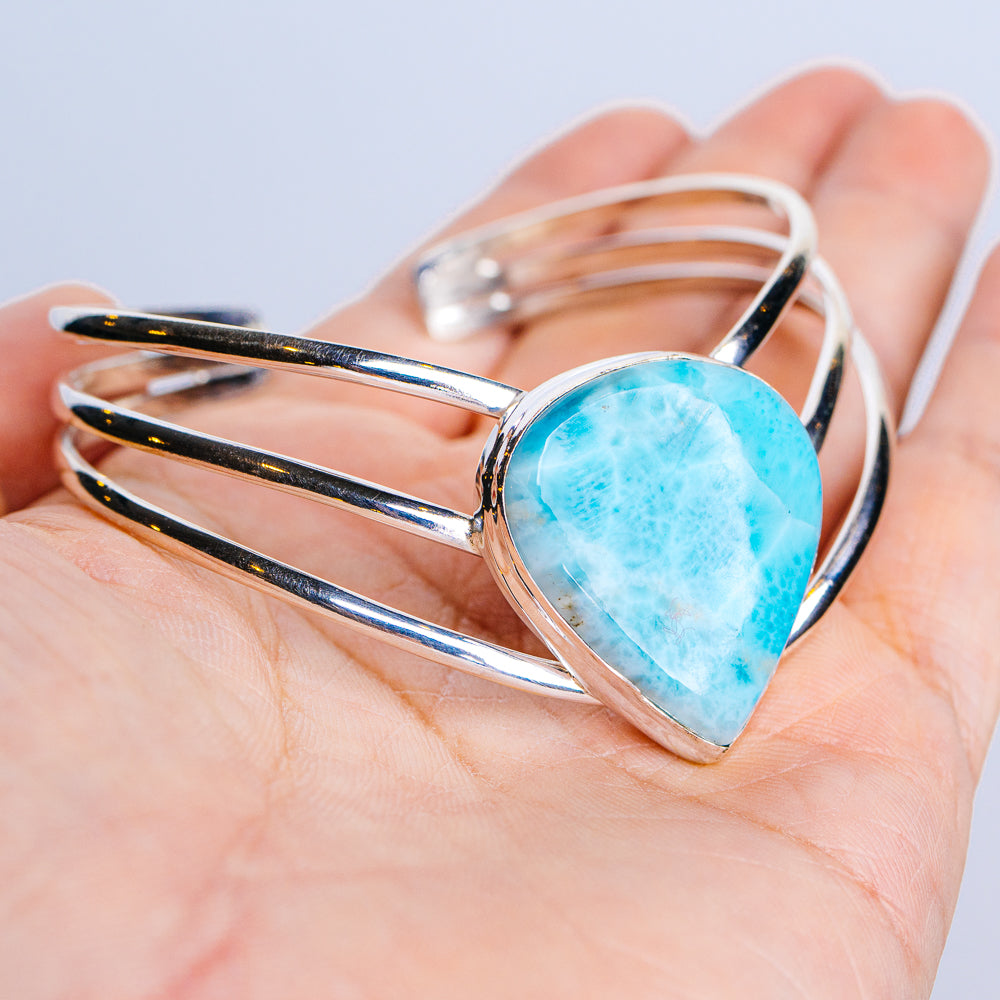 Larimar Cuff Bracelet (.925 Sterling Silver)
