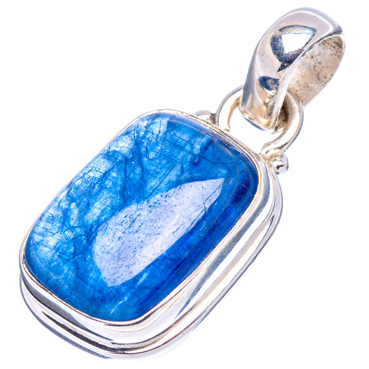 Kyanite pendant .925 sterling silver with oval-edged blue stone set in bezel