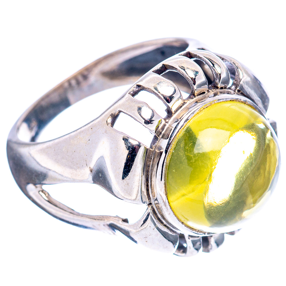 Sterling silver ring with oval yellow lemon quartz and filigree setting