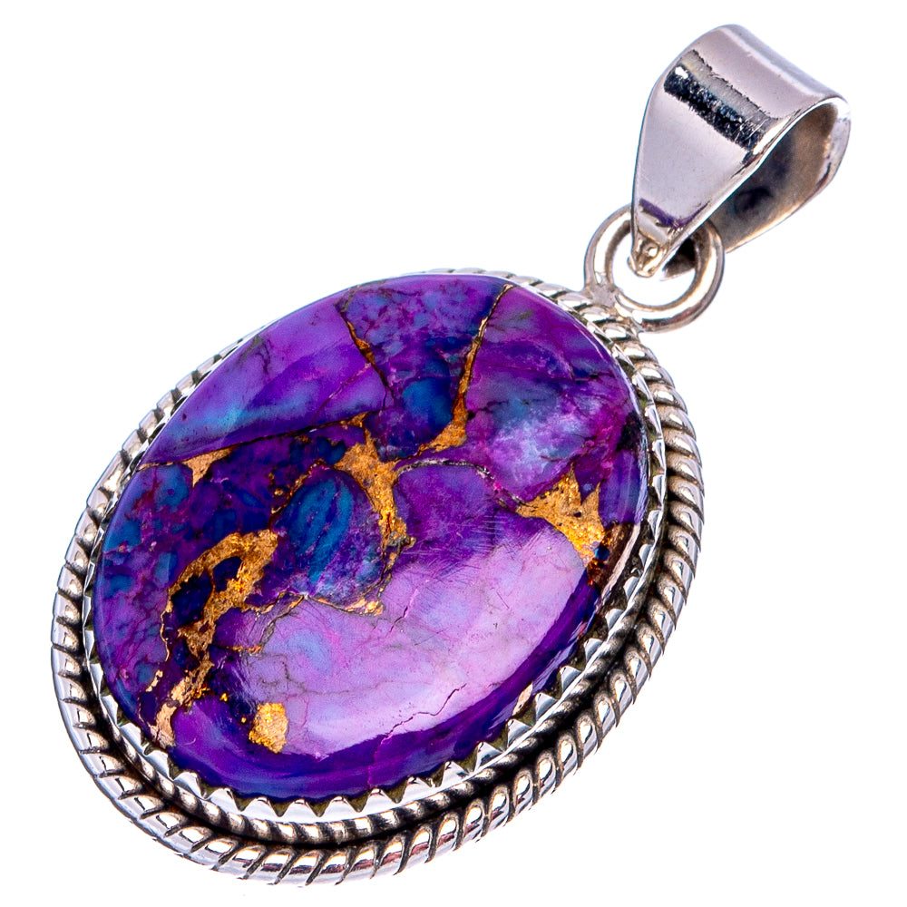 Purple Copper Turquoise Pendant 1 3/8" (.925 Sterling Silver)