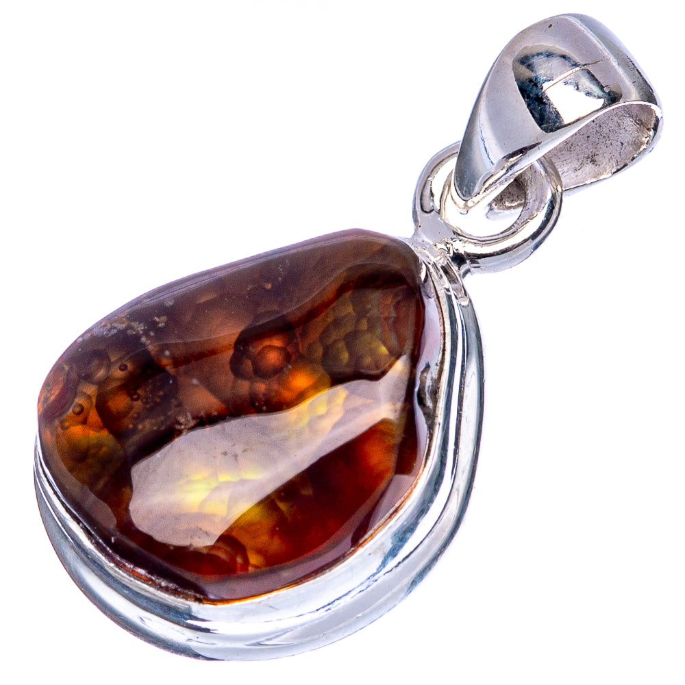 Rare Mexican Fire Agate Pendant 1" (925 Sterling Silver) P41700