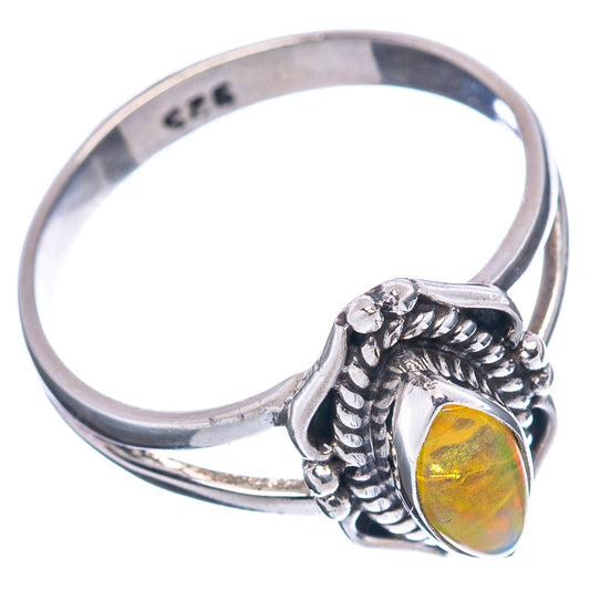925 sterling silver opal ring with oval Ethiopian opal and detailed side setting
