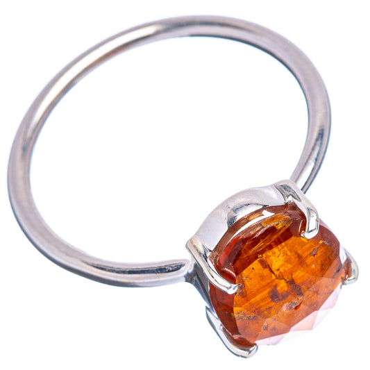 Orange kyanite ring with oval gemstone and four prongs, .925 sterling silver band