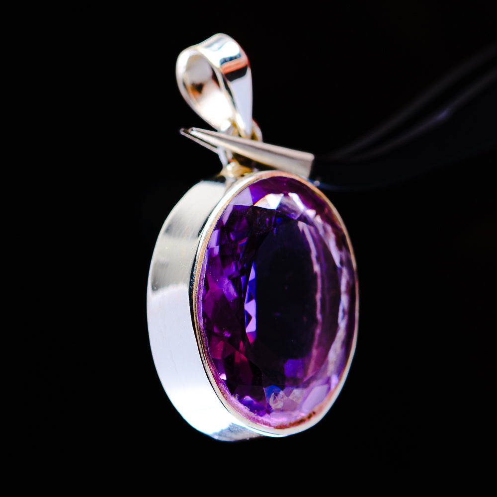 14.84ct Premium Faceted Amethyst Pendant 1" (.925 Sterling Silver)