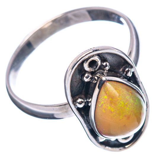 Sterling silver opal ring with teardrop Ethiopian opal, side view