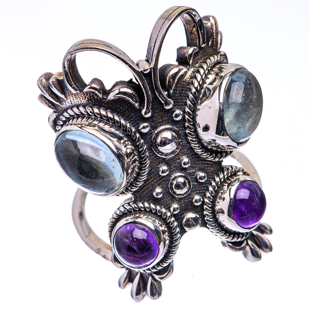 Large Aquamarine, Amethyst Ring Size 5.75 (925 Sterling Silver) R141245