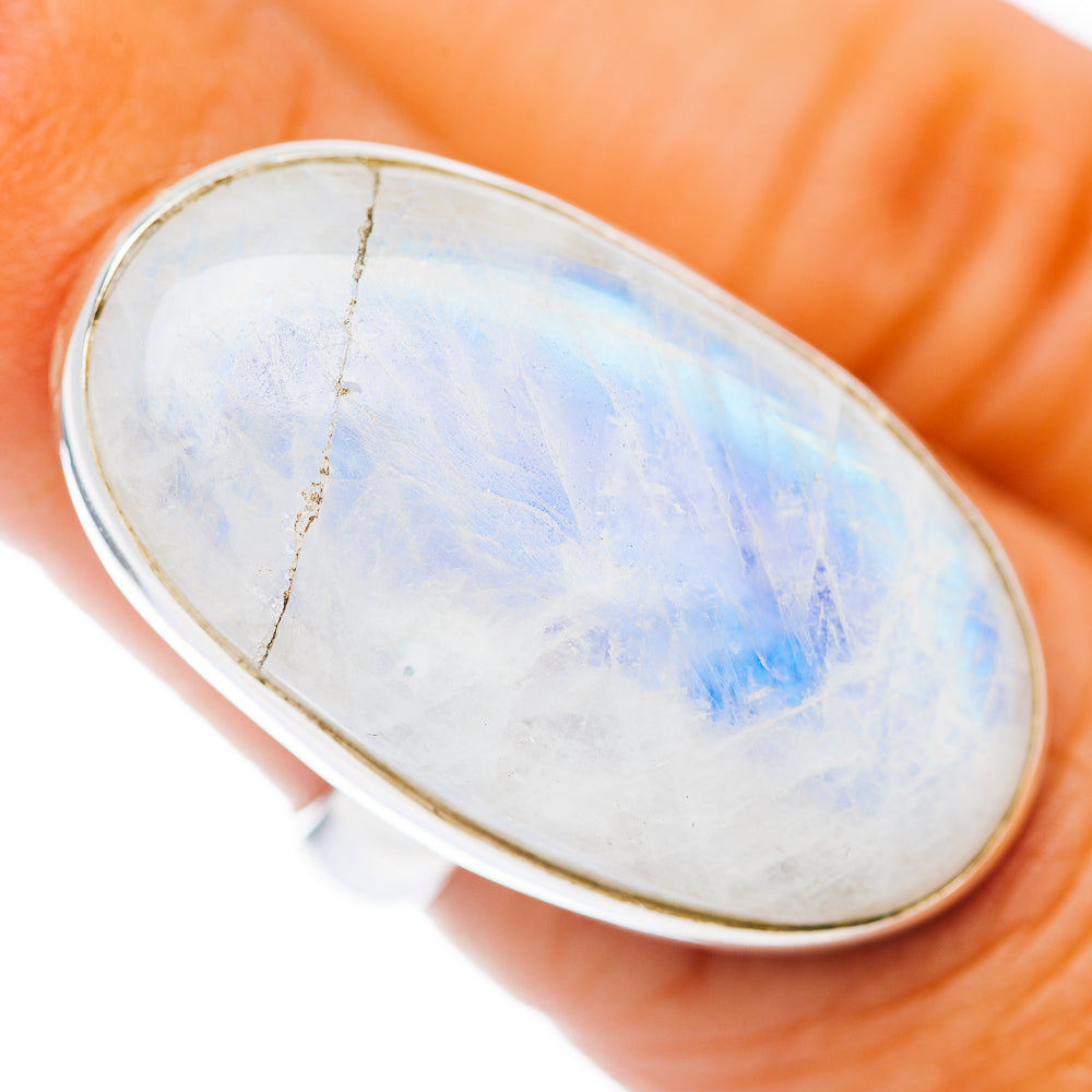 Rainbow Moonstone Ring Size 6 Adjustable (.925 Sterling Silver)