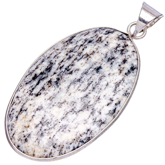 Silver-plated K2 blue azurite oval pendant with bail, full view