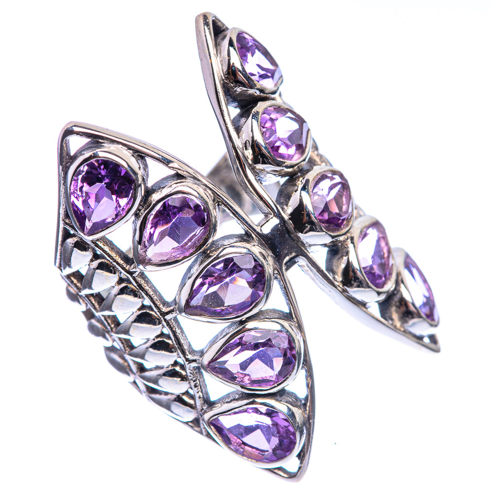Large Faceted Amethyst 925 Sterling Silver Ring Size 6.75