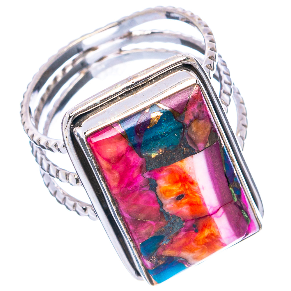 Pink Dahlia Mohave Turquoise Ring Size 7.75 (.925 Sterling Silver)