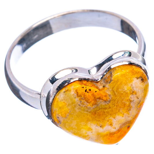 Bumble Bee Jasper Heart Ring Size 9.75 (925 Sterling Silver) R4940