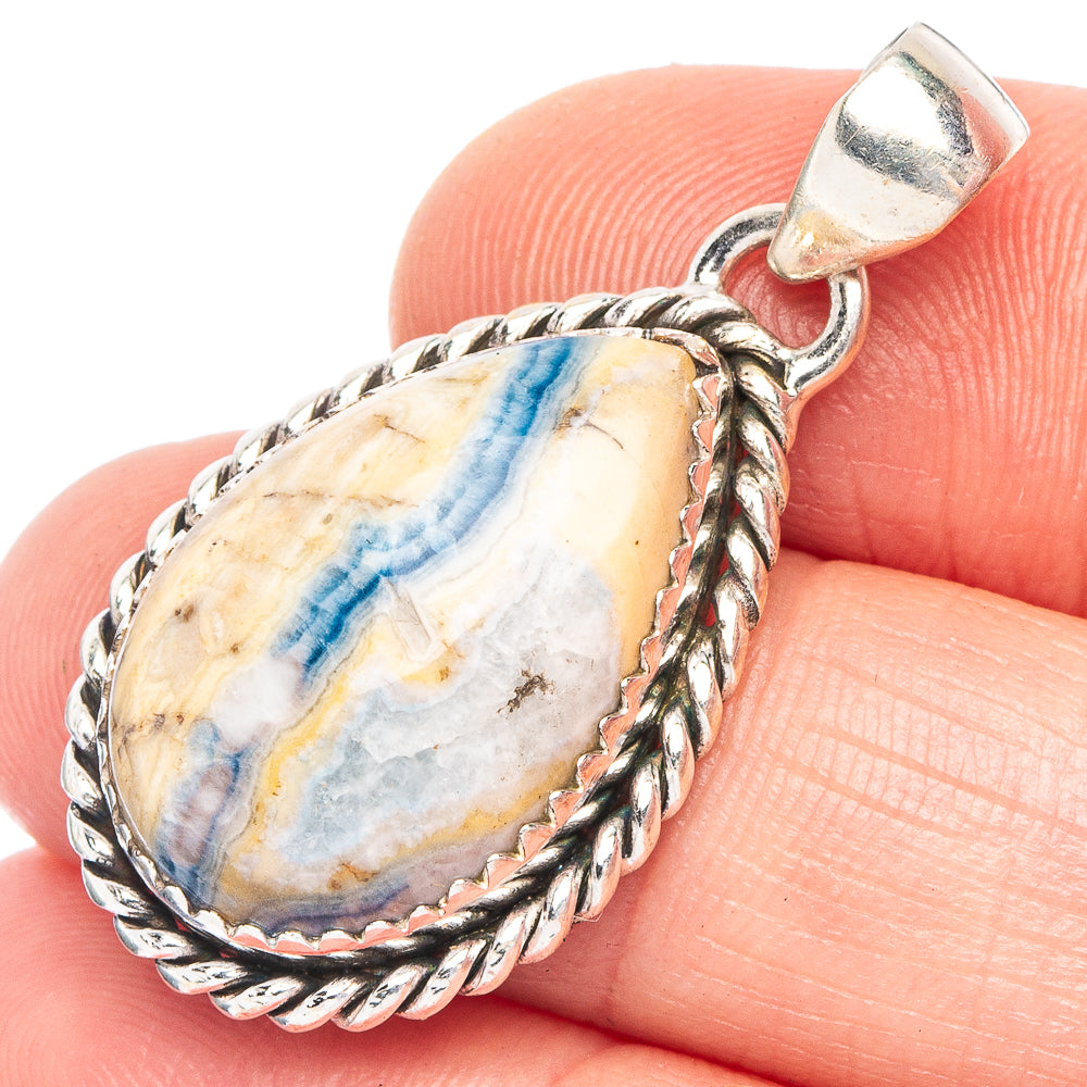 Blue Scheelite Pendant 1 3/8" (925 Sterling Silver) P43977