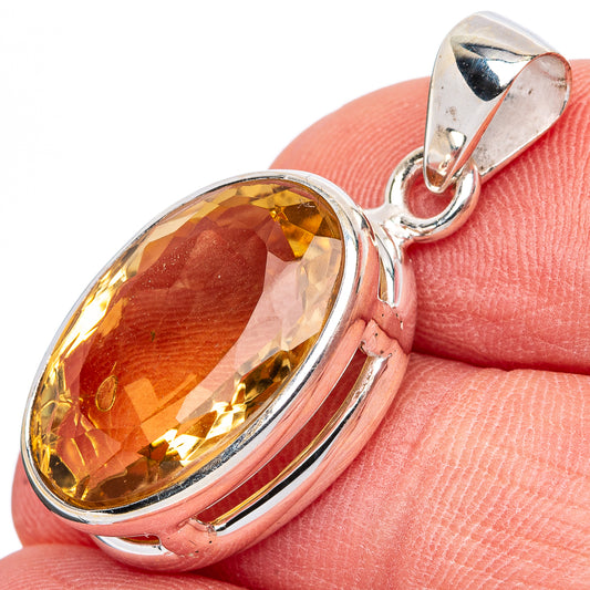 Faceted Citrine Pendant 1 1/4" (925 Sterling Silver) P43040