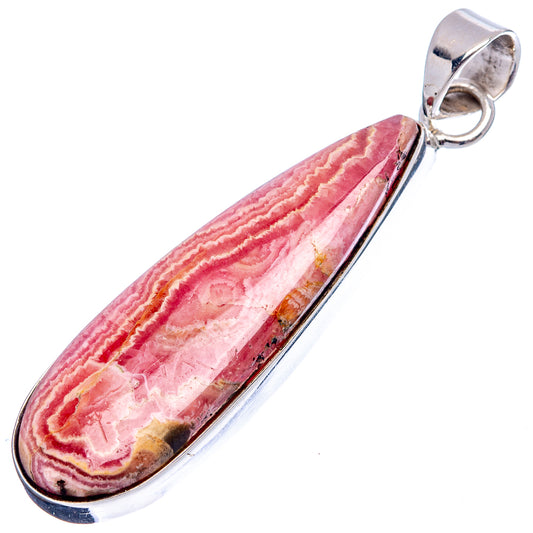 Sterling silver rhodochrosite pendant with teardrop cabochon and bail