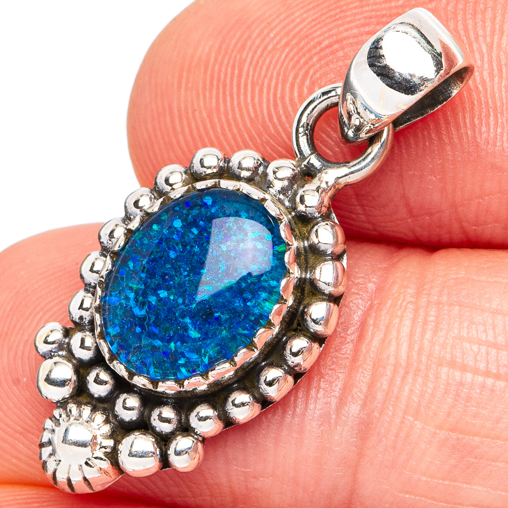 Rare Triplet Opal Pendant 1 1/8" (.925 Sterling Silver)