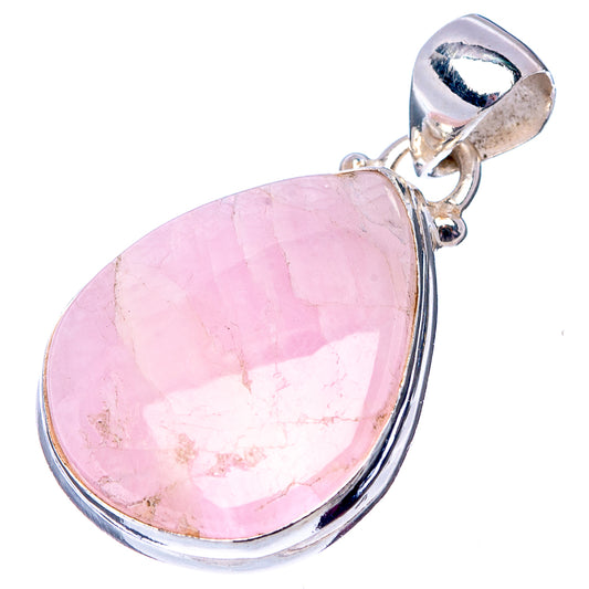 Teardrop pink gemstone pendant in .925 sterling silver with faceted bezel and loop bail