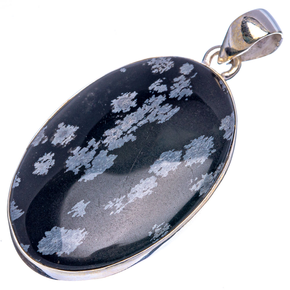 Snowflake Obsidian Pendants 1 3/4" (925 Sterling Silver) P43224