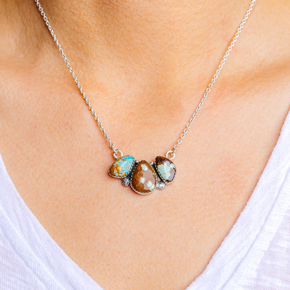 Number 8 Mine Turquoise Necklace 17 to 19" (.925 Sterling Silver)