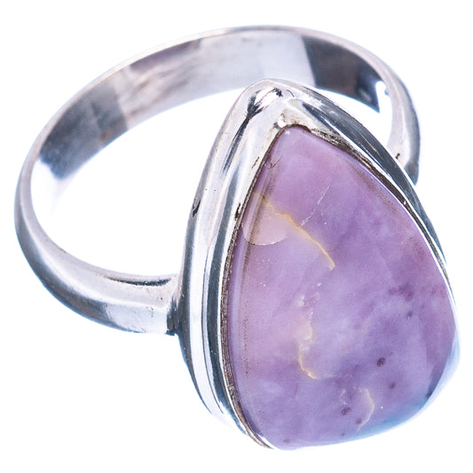 Silver band Morado opal ring, size 6.25, purple teardrop stone in bezel