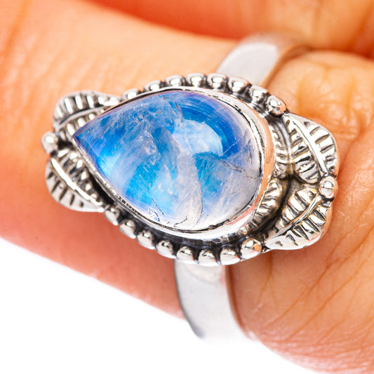 Rainbow Moonstone Ring Size 7 (925 Sterling Silver) R3778