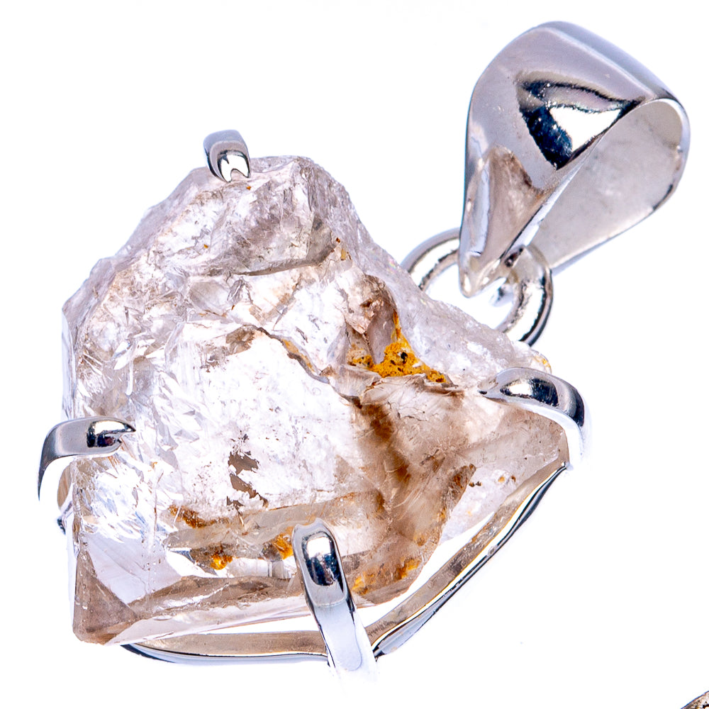 Sterling silver quartz pendant with raw elestial crystal cluster prong setting