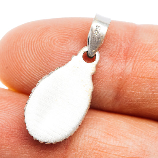 Sterling silver pendant back in teardrop shape with stamped hallmark and loop bail