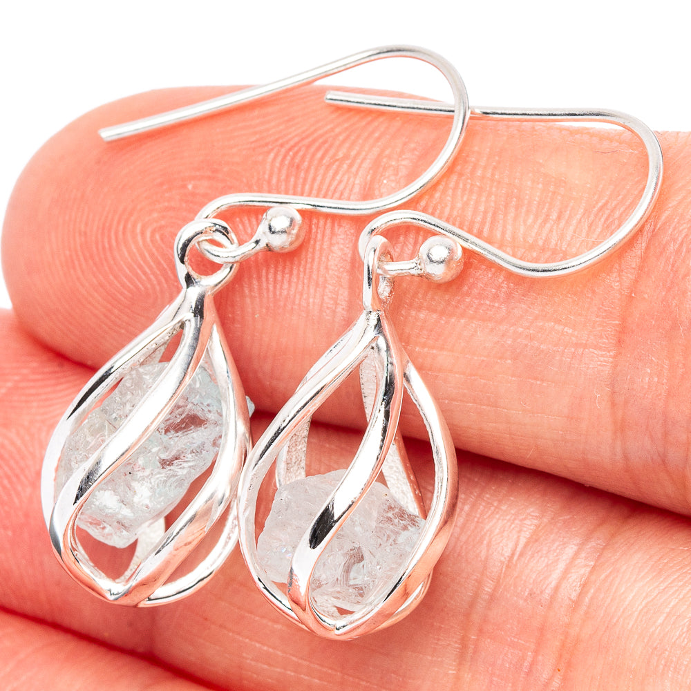 Rainbow Moonstone Caged Earrings 1 1/4" (925 Sterling Silver) E2627