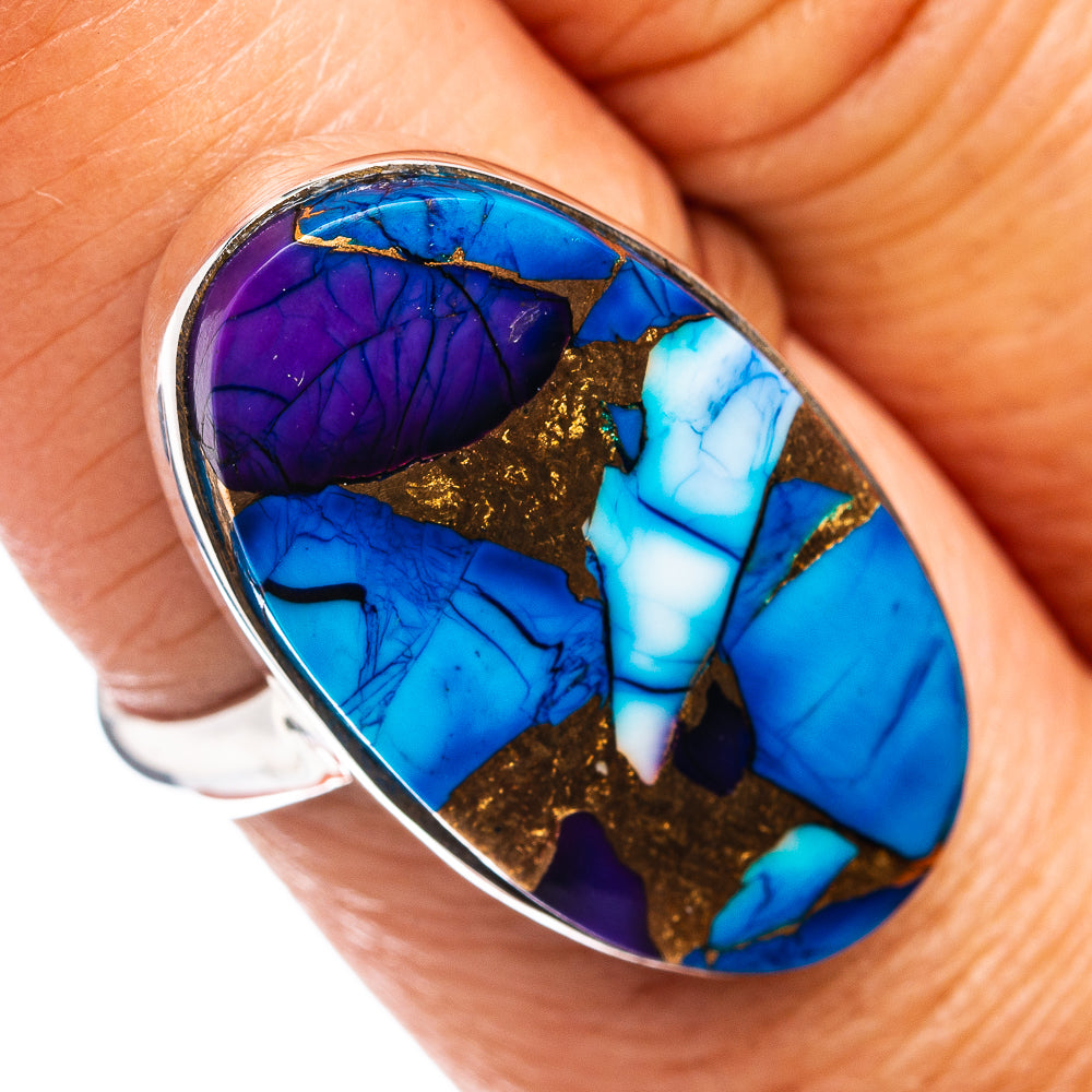 Premium Purple Dahlia Turquoise Ring Size 8 Adjustable (.925 Sterling Silver)