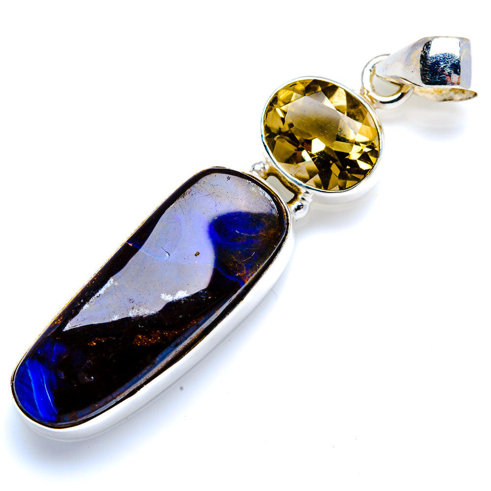 Boulder Opal, Citrine 925 Sterling Silver Pendant 2" (925 Sterling Silver) PD38307