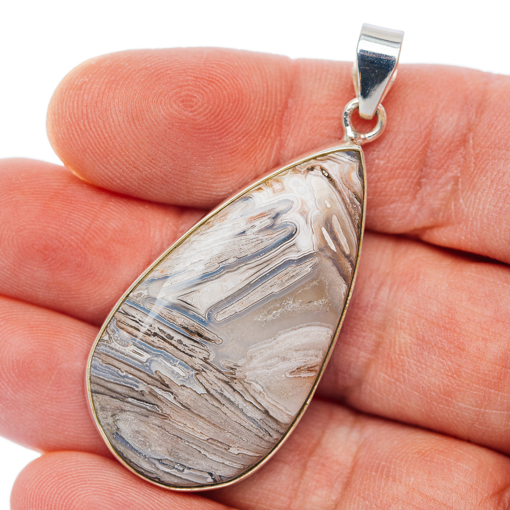 Premium Mexican Lattice Agate Pendant 2 1/8" (.925 Sterling Silver)