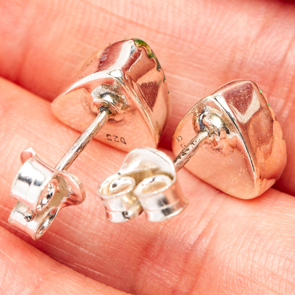Turquoise stud earrings, .925 sterling silver backs with post and clasp