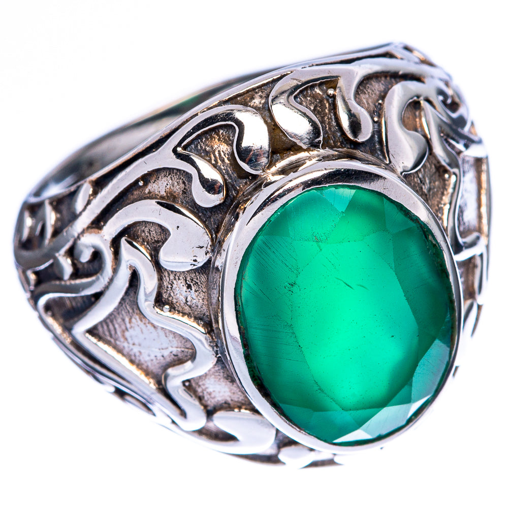 Large Green Onyx Ring Size 9 (925 Sterling Silver) R146240
