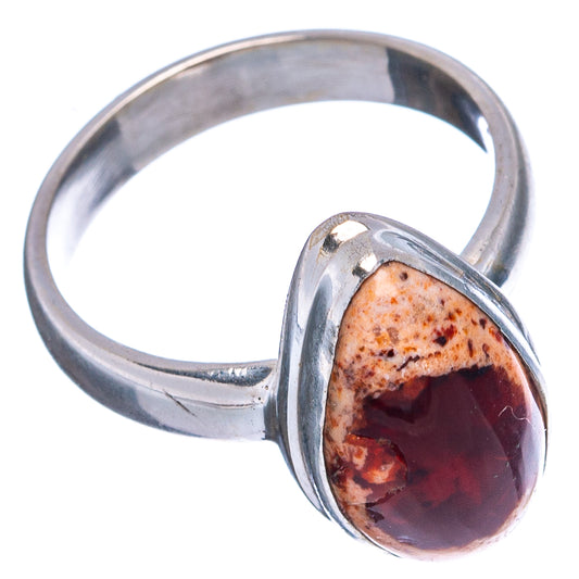 Sterling silver fire opal ring with oval cabochon and polished band