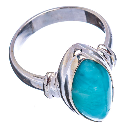 Sterling silver ring with oval turquoise larimar stone and twisted split-shank design