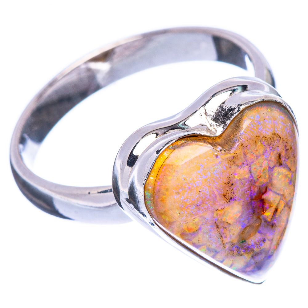 Rare Sterling Opal Heart Ring Size 8.25 (925 Sterling Silver) R2256
