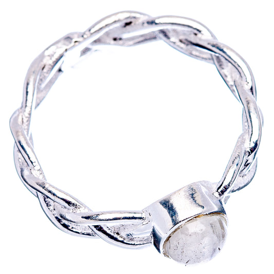 Sterling silver dainty moonstone ring, size 5.5, oval bezel setting with prongs